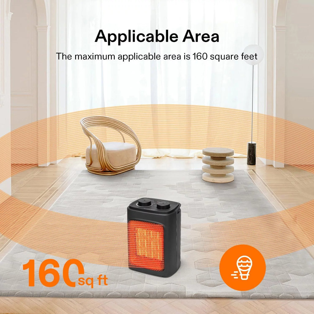 1500W Portable PTC Electric Heater with Adjustable Thermostat V43500