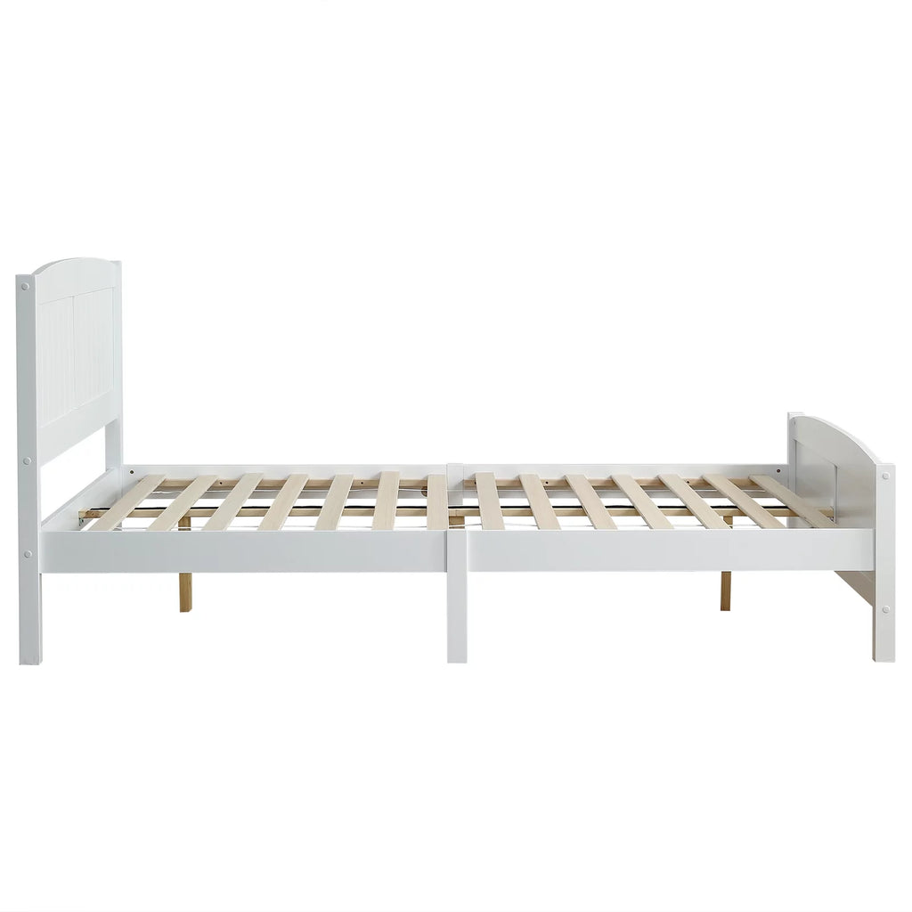 White Full Platform Bed with Headboard and Footboard J433215
