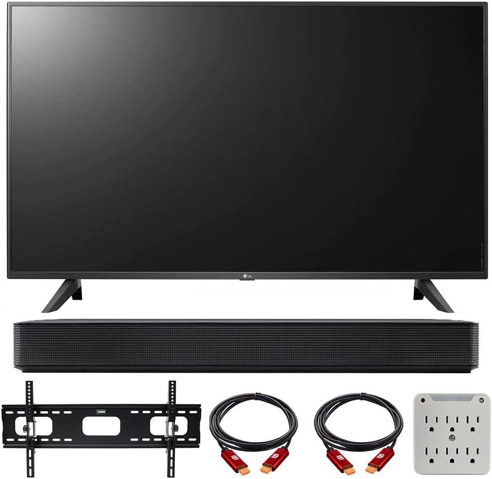 55 Inch 4K TV Bundle with Sound Bar, TV Wall Mount Bracket and Surge Adapter J164106
