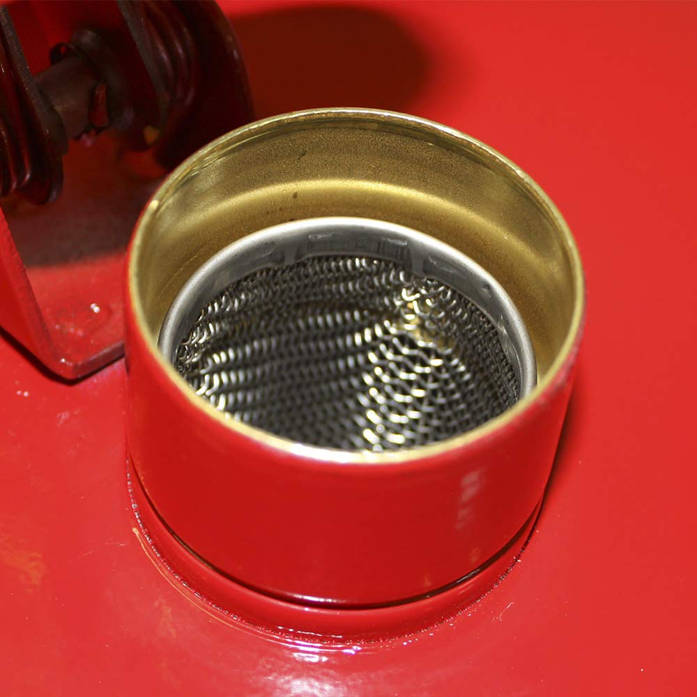 Red Galvanized Steel Type I Gasoline Safety Can with Funnel, 5 gallon Capacity P3702