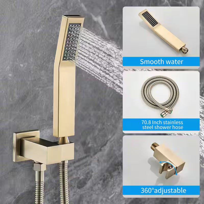 Brushed Gold 12 in. Shower Faucet Head with Handheld L688