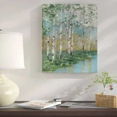 Green Watercolor Painting Print on Wrapped Canvas H9277