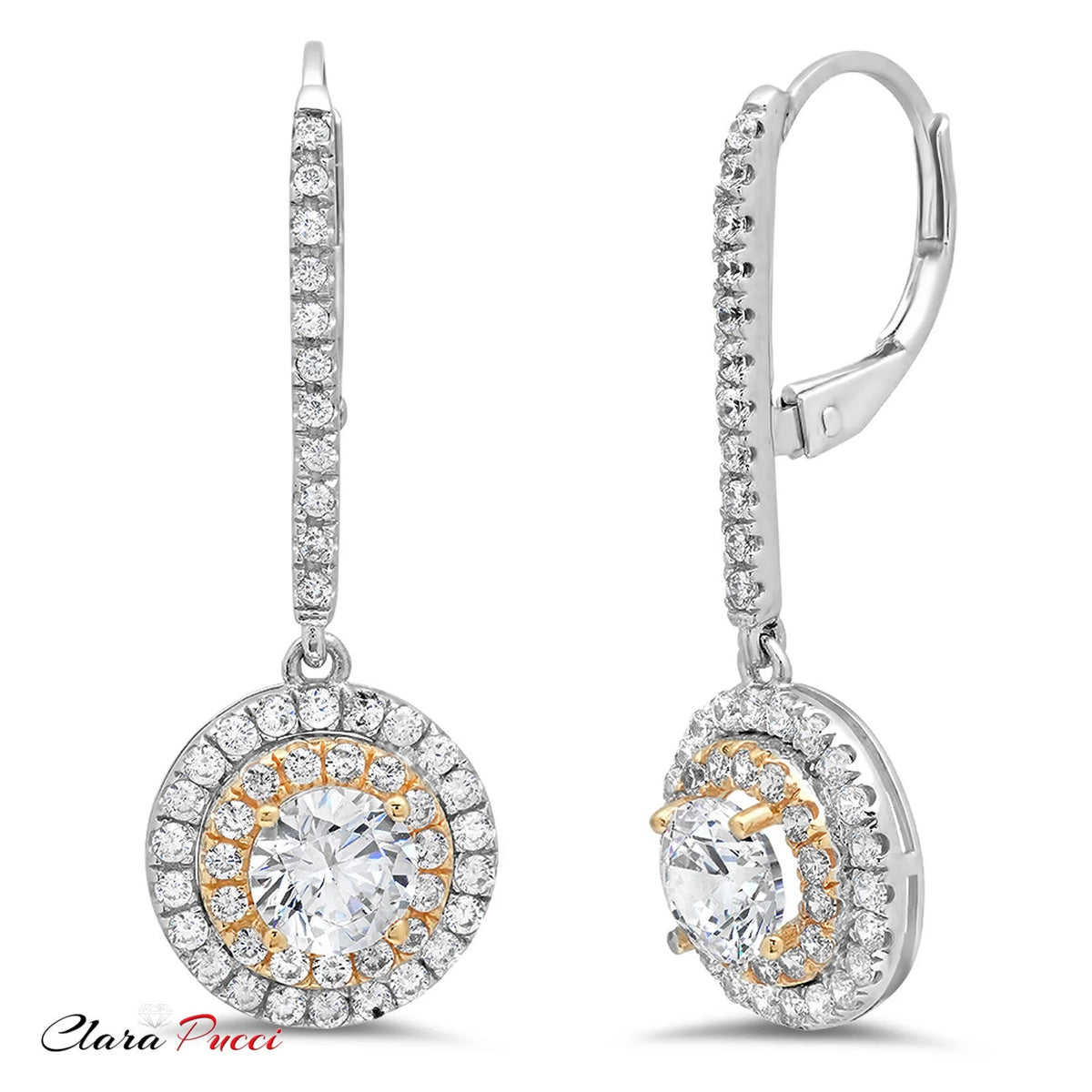 14k White Rose Gold Simulated Diamond Drop Earrings N643190