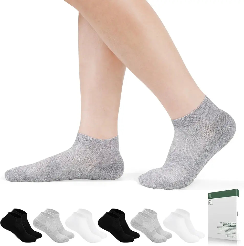 6 Pairs Bamboo Viscose Non Binding Diabetic Ankle Low Cut Socks O190