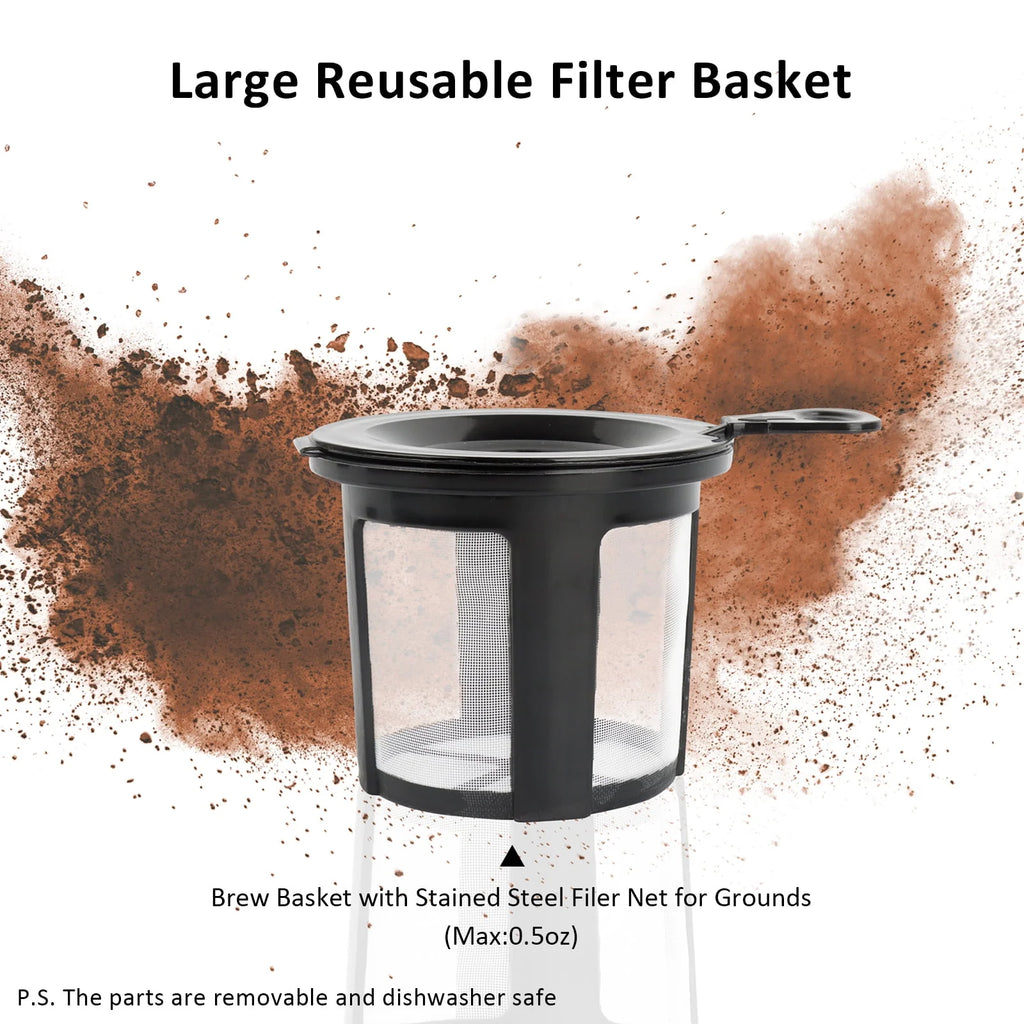 Slim Single Serve Coffee Maker 2 in 1, 14 Oz, Black U109