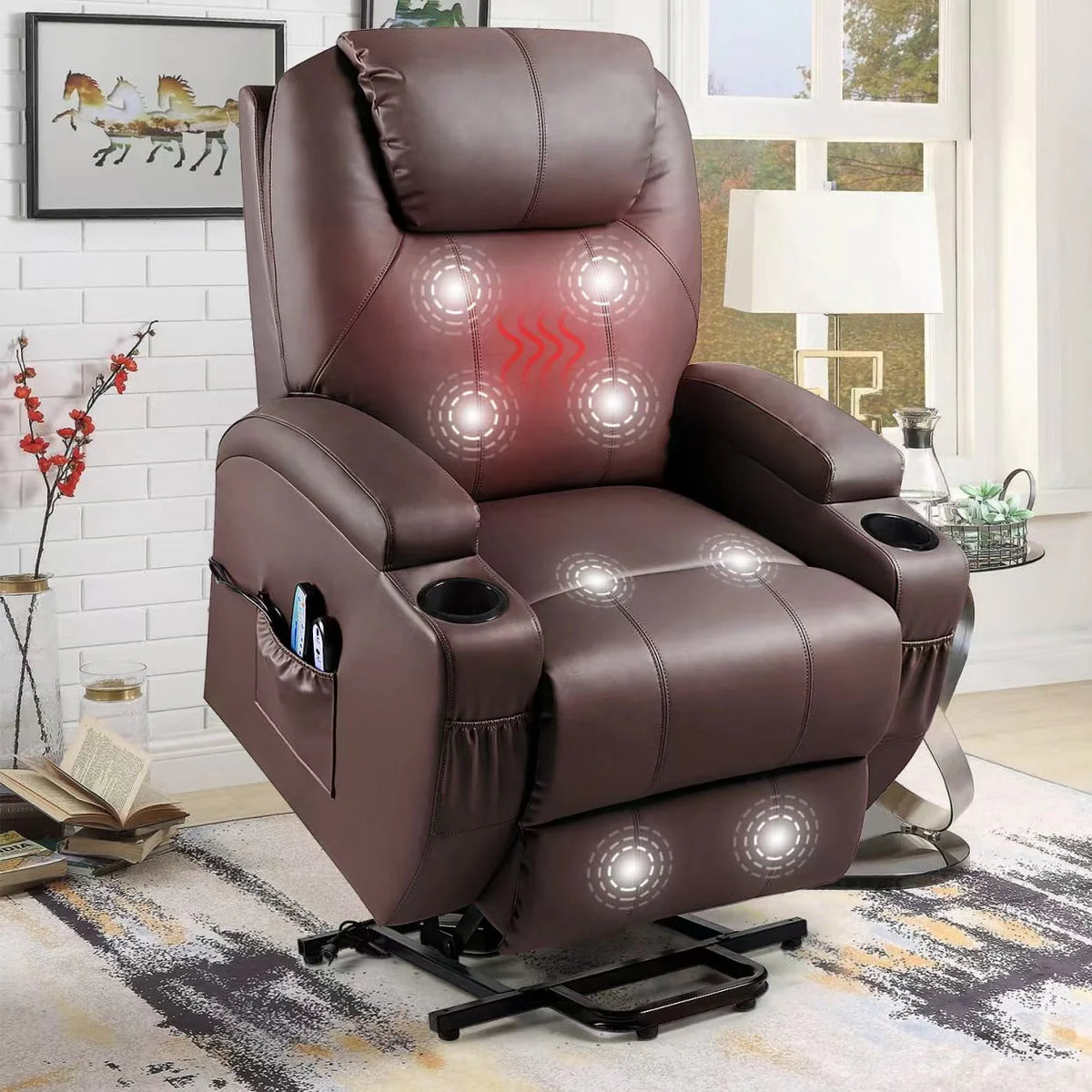Black Faux Leather Power Lift Recliner S6538