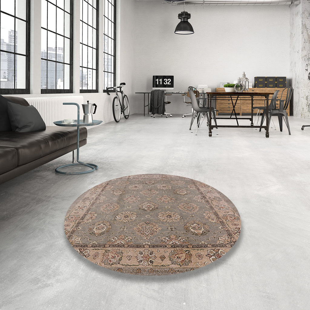 Dark Almond Brown Rectangle Oriental Area Rug B647216