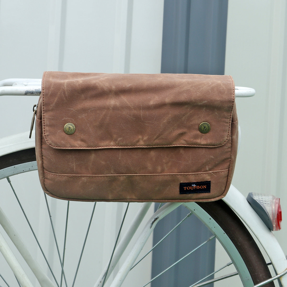 Brown Waxed Canvas Bicycle Pouch Bag Y69575