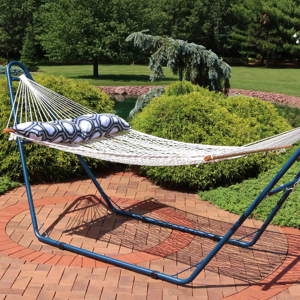 White Polyester Rope Hammock with Pillow C285107