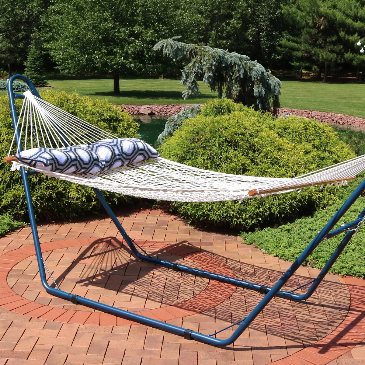 White Polyester Rope Hammock with Pillow C285107