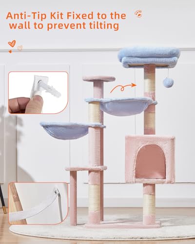 39.4-Inch Plush Cat Tree with 5 Scratching Posts W161172