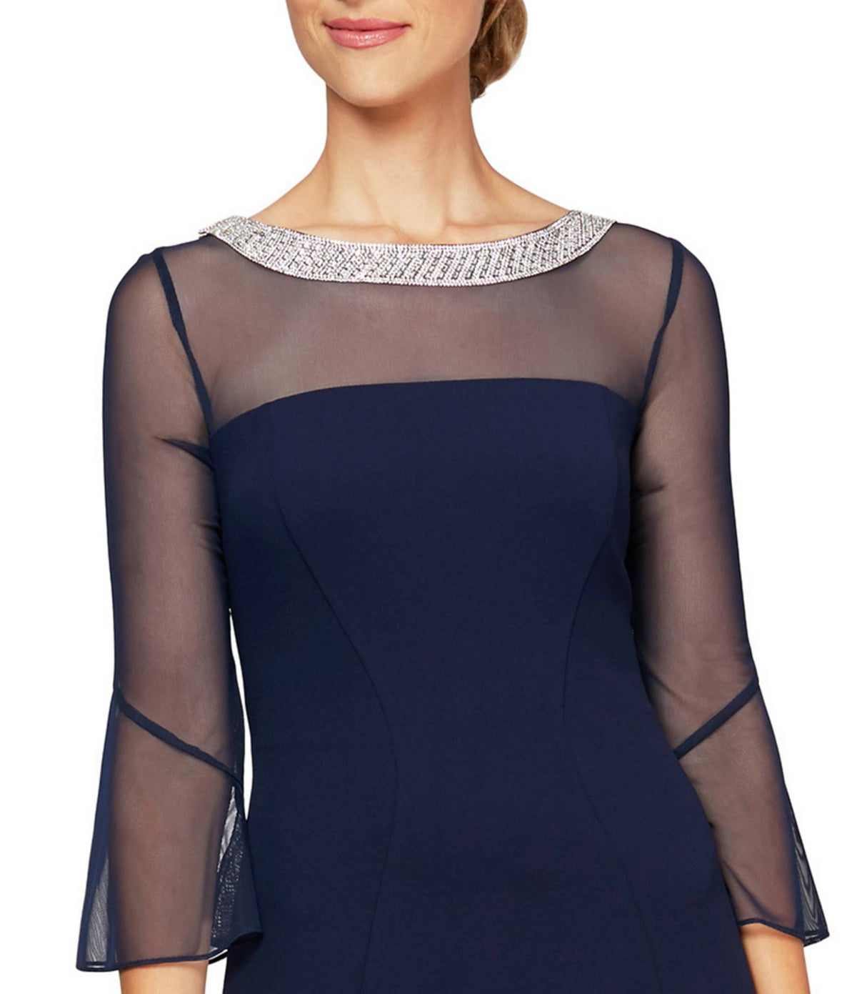 Petite Size Stretch Crepe Long Gown C76724