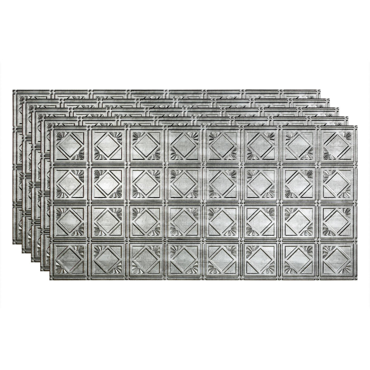 Crosshatch Silver 5 Pack Vinyl Glue Up Ceiling Tile R4660