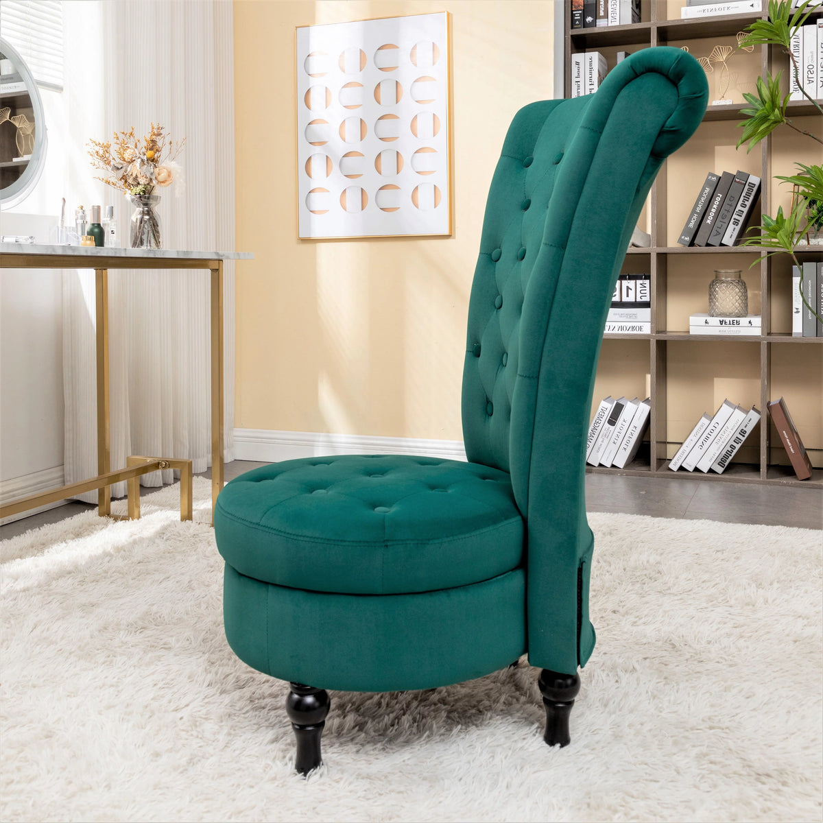 Green Velvet High Back Vanity Chair X8159