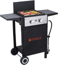 Black 2 Burner Flat Top Gas Griddle with Lid N1989