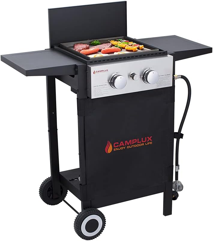 Black 2 Burner Flat Top Gas Griddle with Lid N1989