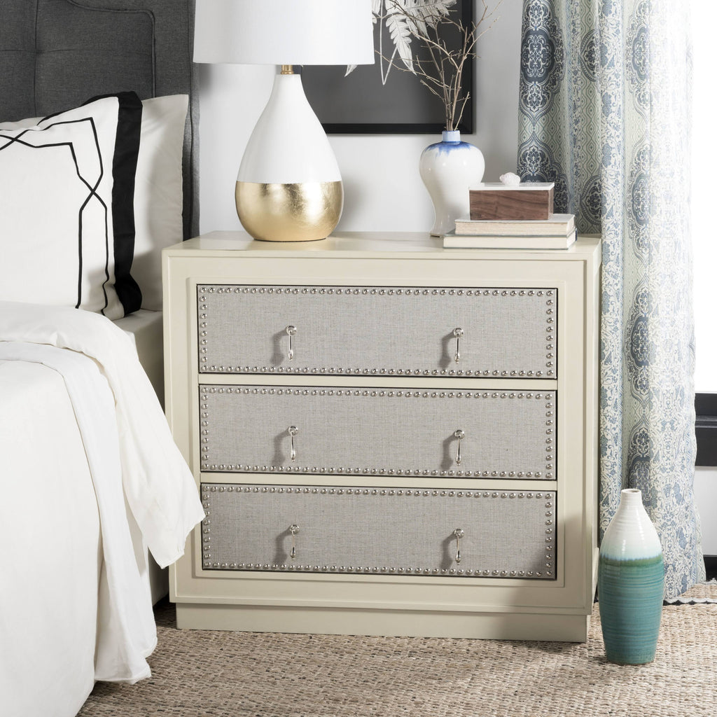 Beige Light Grey 3-Drawer Chest Z219276