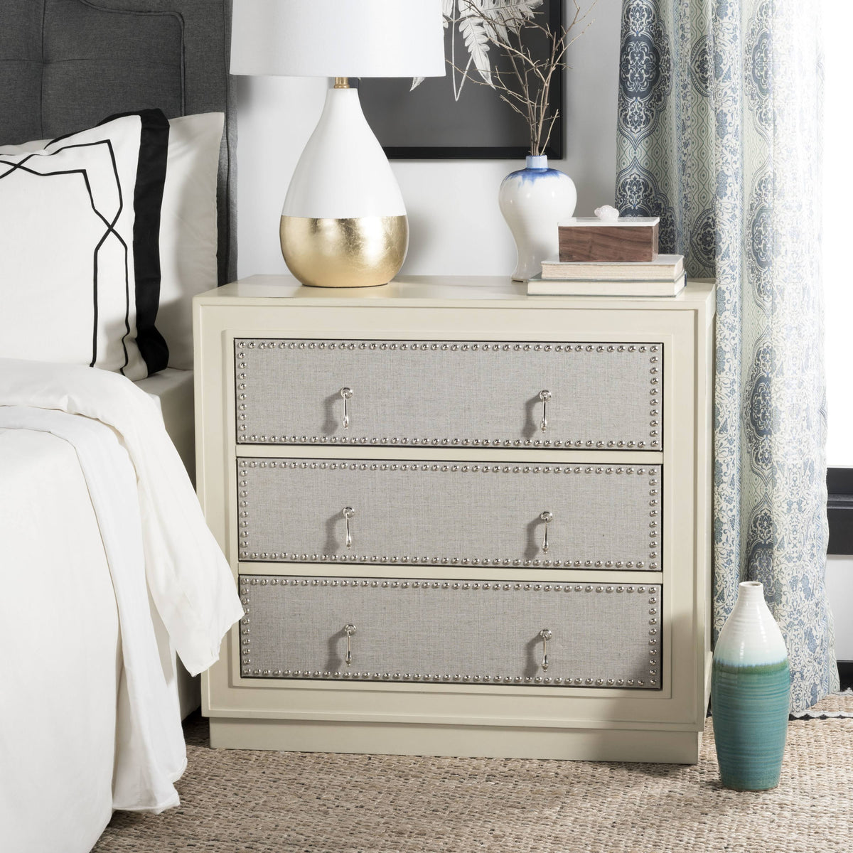 Beige Light Grey 3-Drawer Chest Z219276