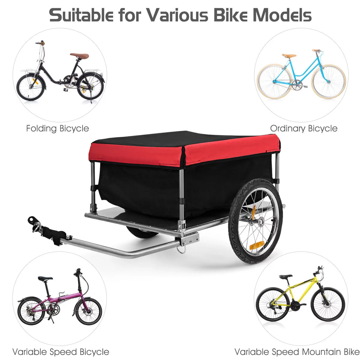 Bike Cargo Trailer with Folding Frame and Quick Release Wheels R1603