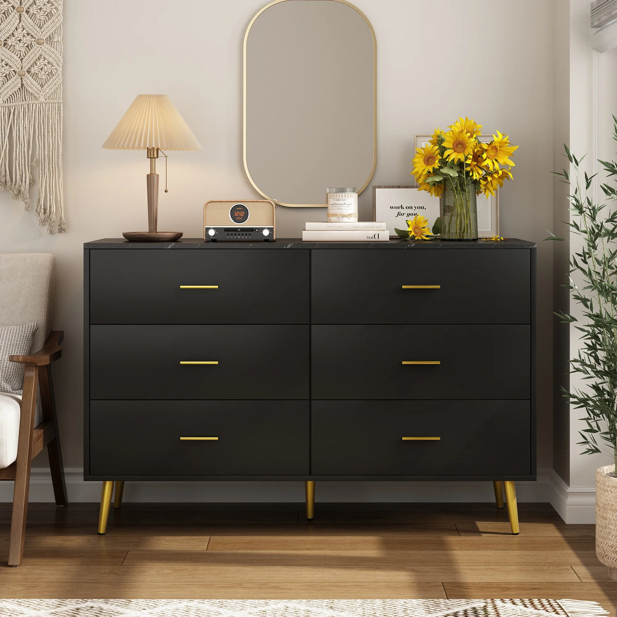 White 7 Drawer Wood Dresser C2837