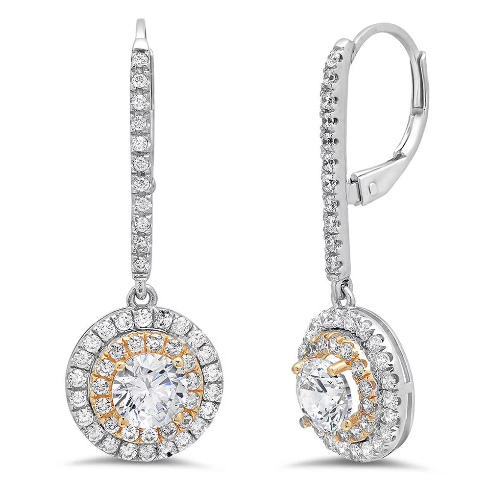 14k White Rose Gold Simulated Diamond Drop Earrings N643190