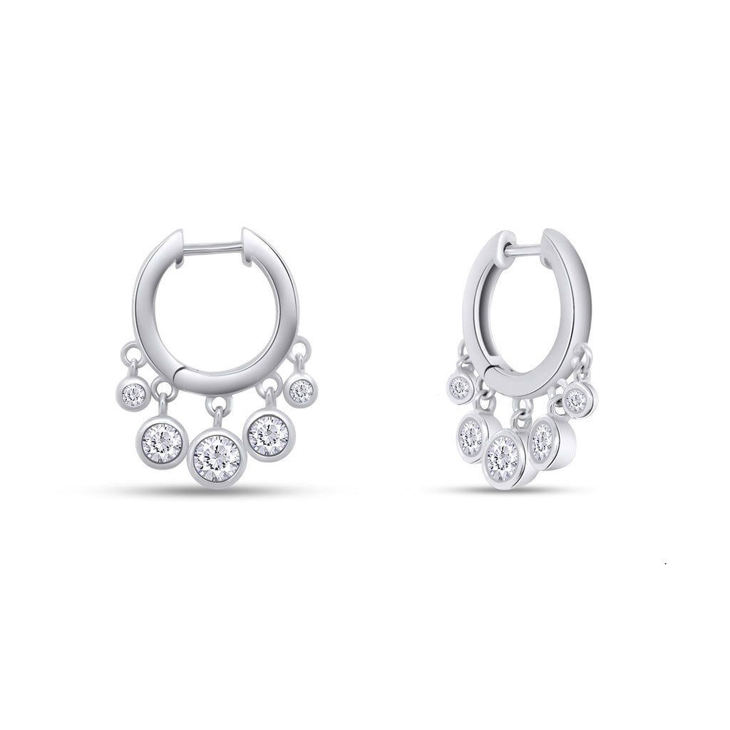 14K White Gold Over Sterling Silver Moissanite Hoop Earring P442