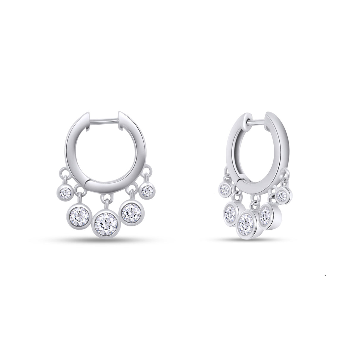 14K White Gold Over Sterling Silver Moissanite Hoop Earring P442