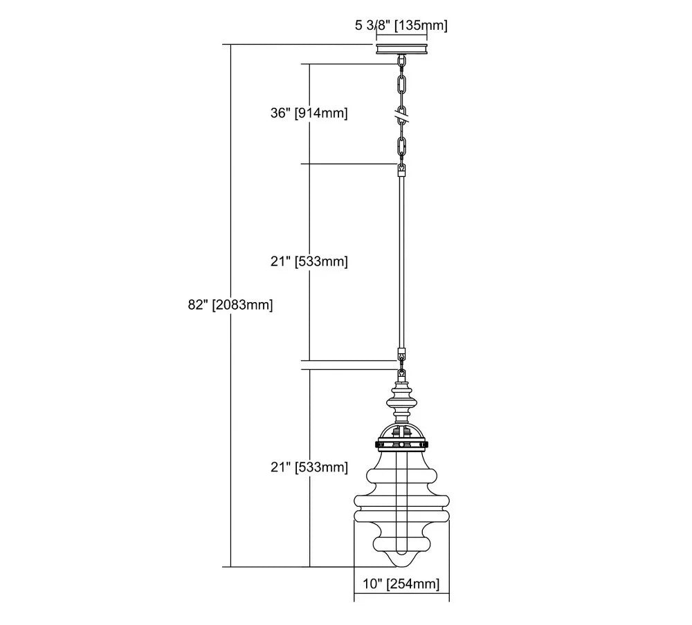 10-Inch Wide Polished Nickel Pendant B5298