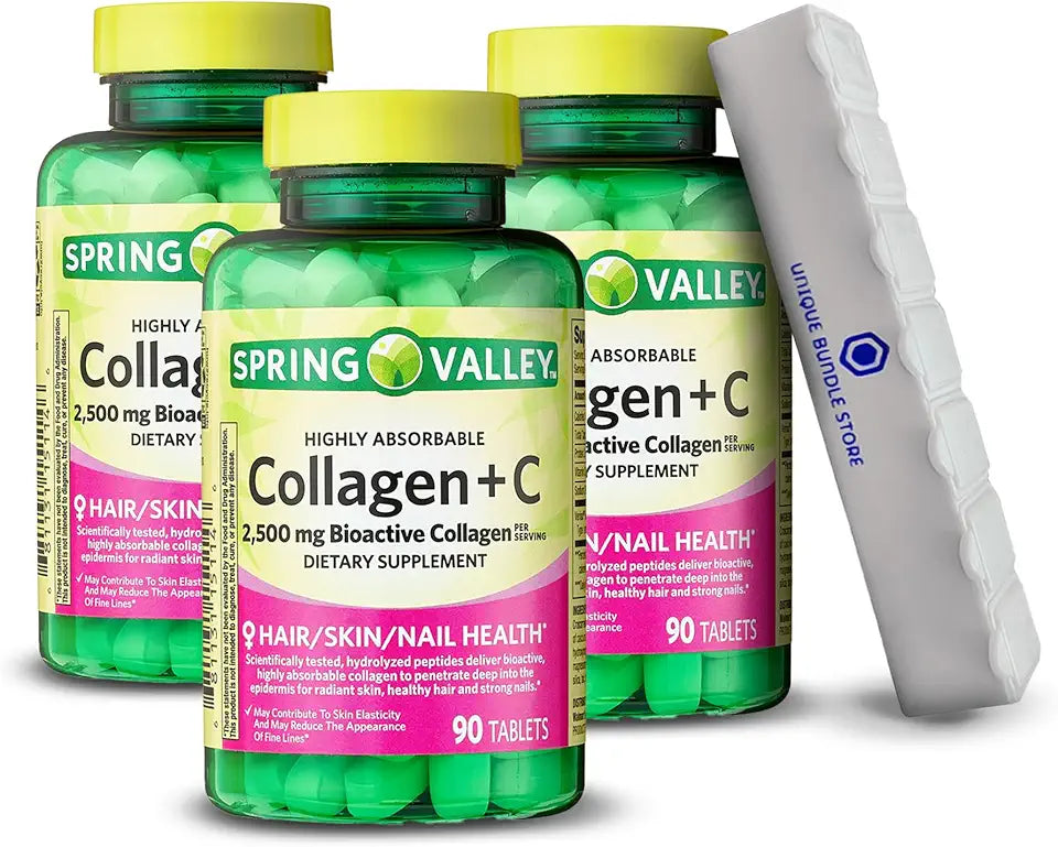 Collagen Pills 2,500 mg + C Tablets Dietary Supplement 90 Count C4190