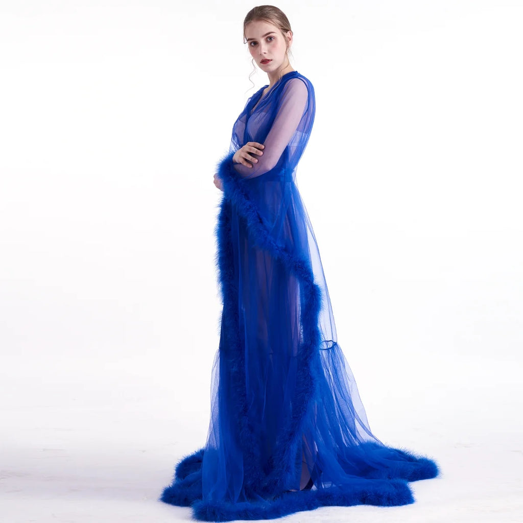 Sheer Long Tulle Robe G44090
