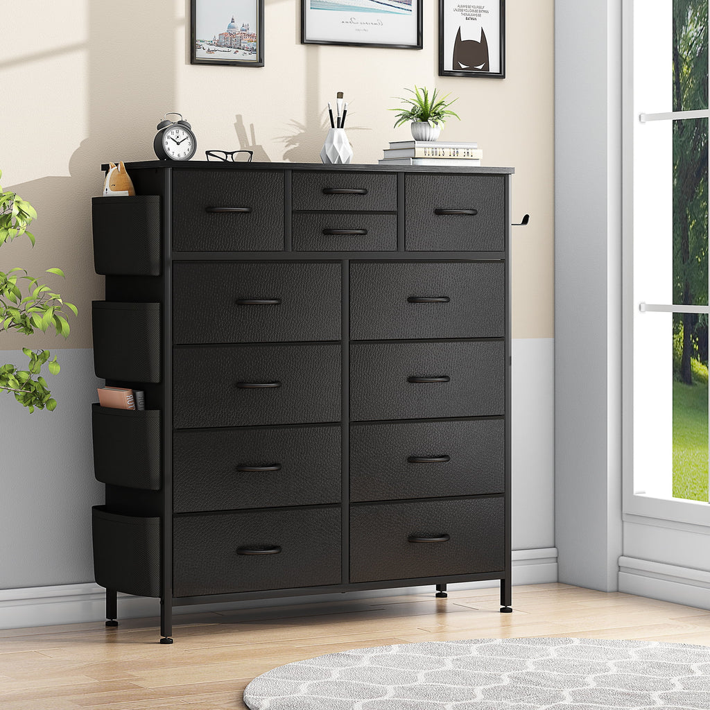 White 10 Drawer Dresser with Side Pockets and Hooks T4421