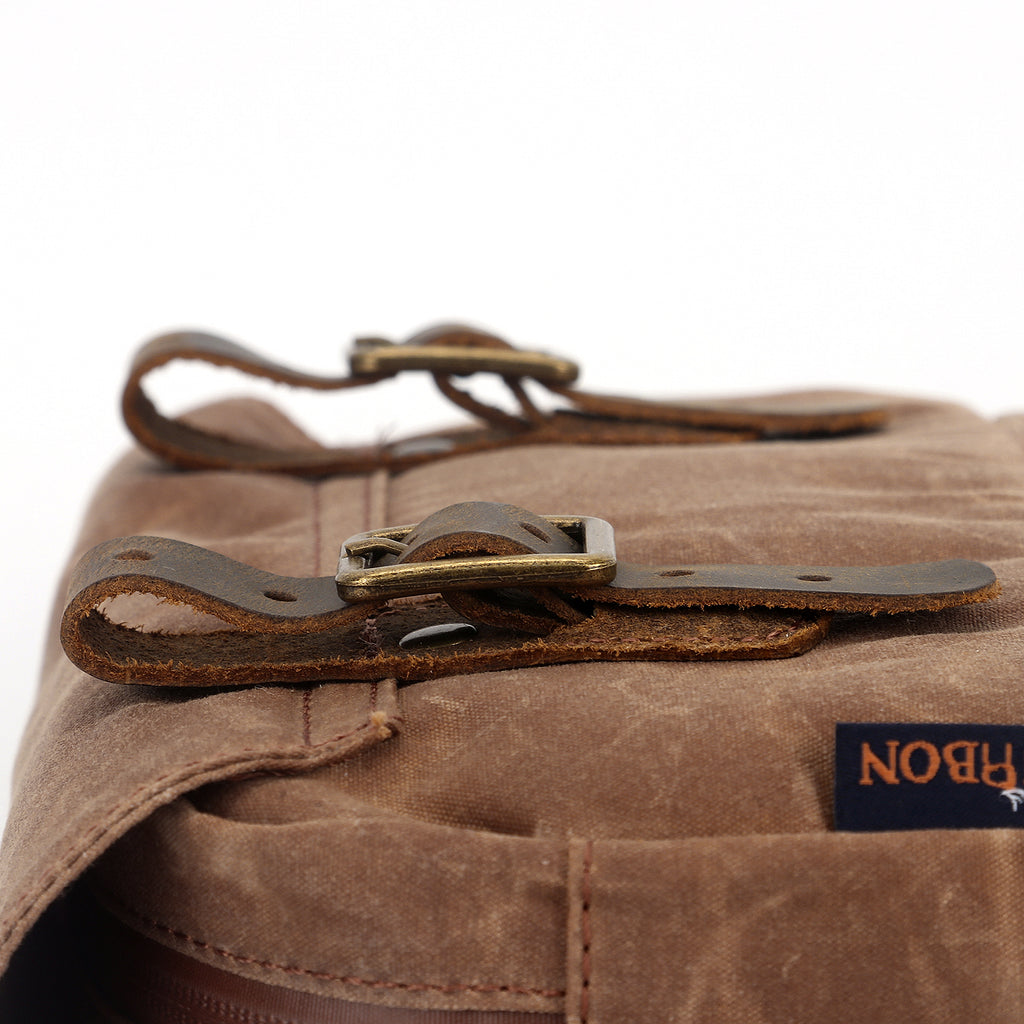 Brown Waxed Canvas Bicycle Pouch Bag Y69575