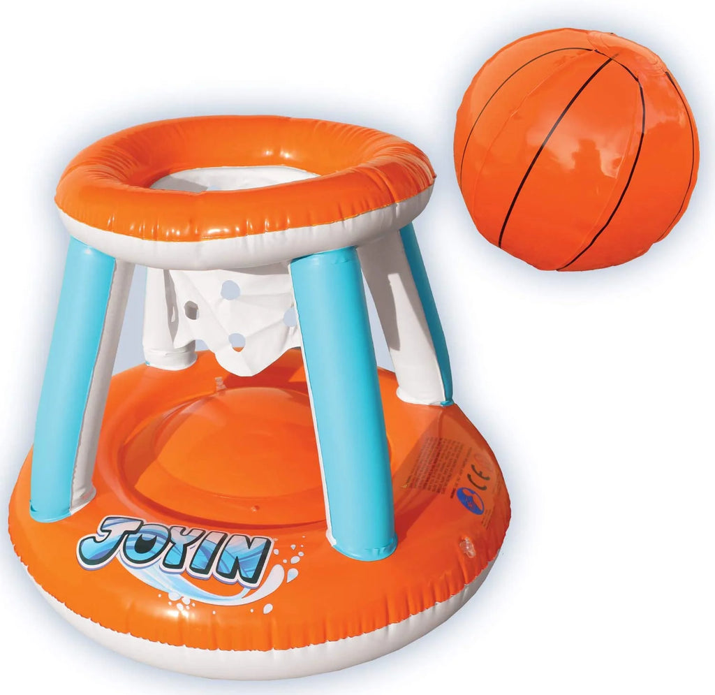 Inflatable Pool Float Set with Volleyball Net & Basketball Hoops, Balls Included Y12020