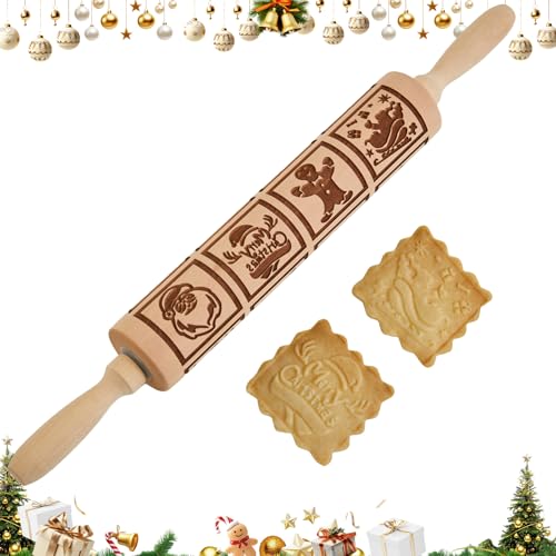 Wooden Embossed Rolling Pin Q16509