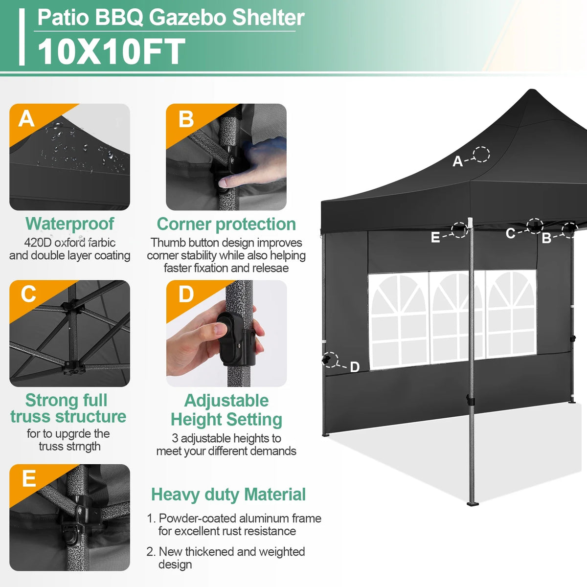 10'x20' Blue Pop Up Canopy Tent with 6 Removable Sidewalls D27686