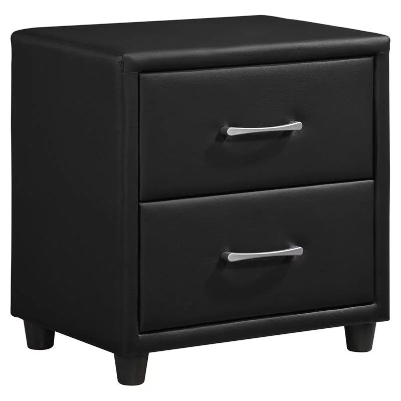 Black 2-Drawers Wood Nightstand V9880