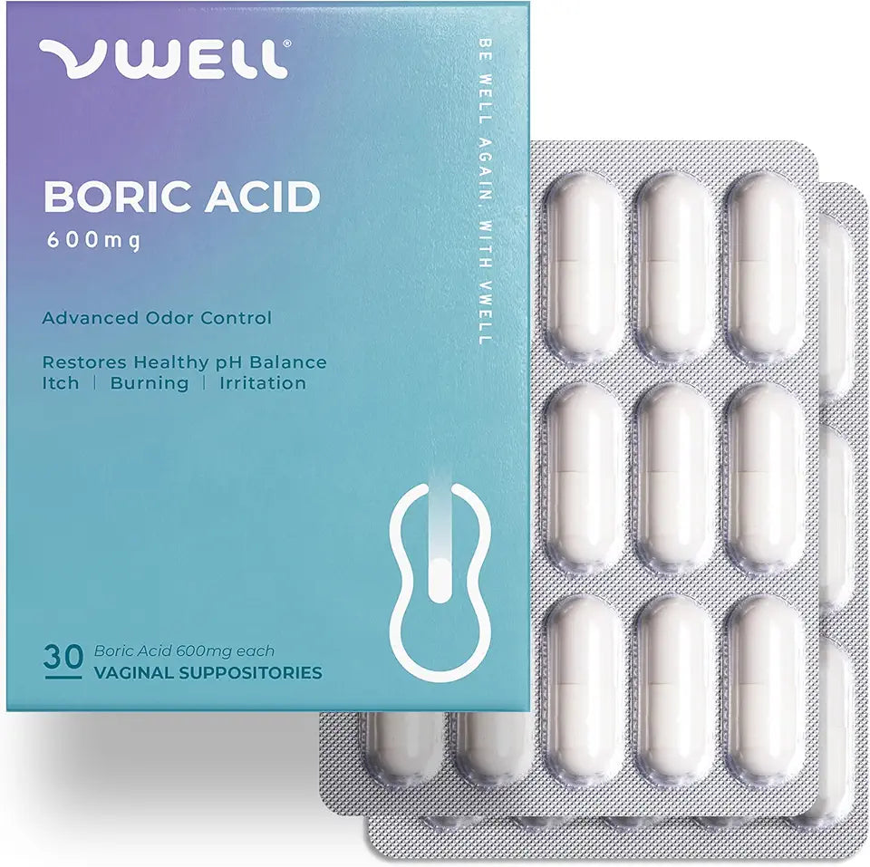Boric Acid Vaginal Suppositories 30 Counts Blister Pack T346