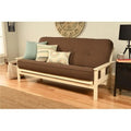 Antique White Full Size Futon Frame with Linen Cocoa Mattress B521