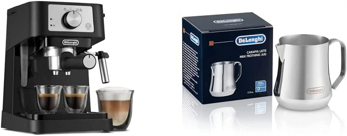 Manual Espresso Machine 15 Bar Milk Frother Black Stainless R894