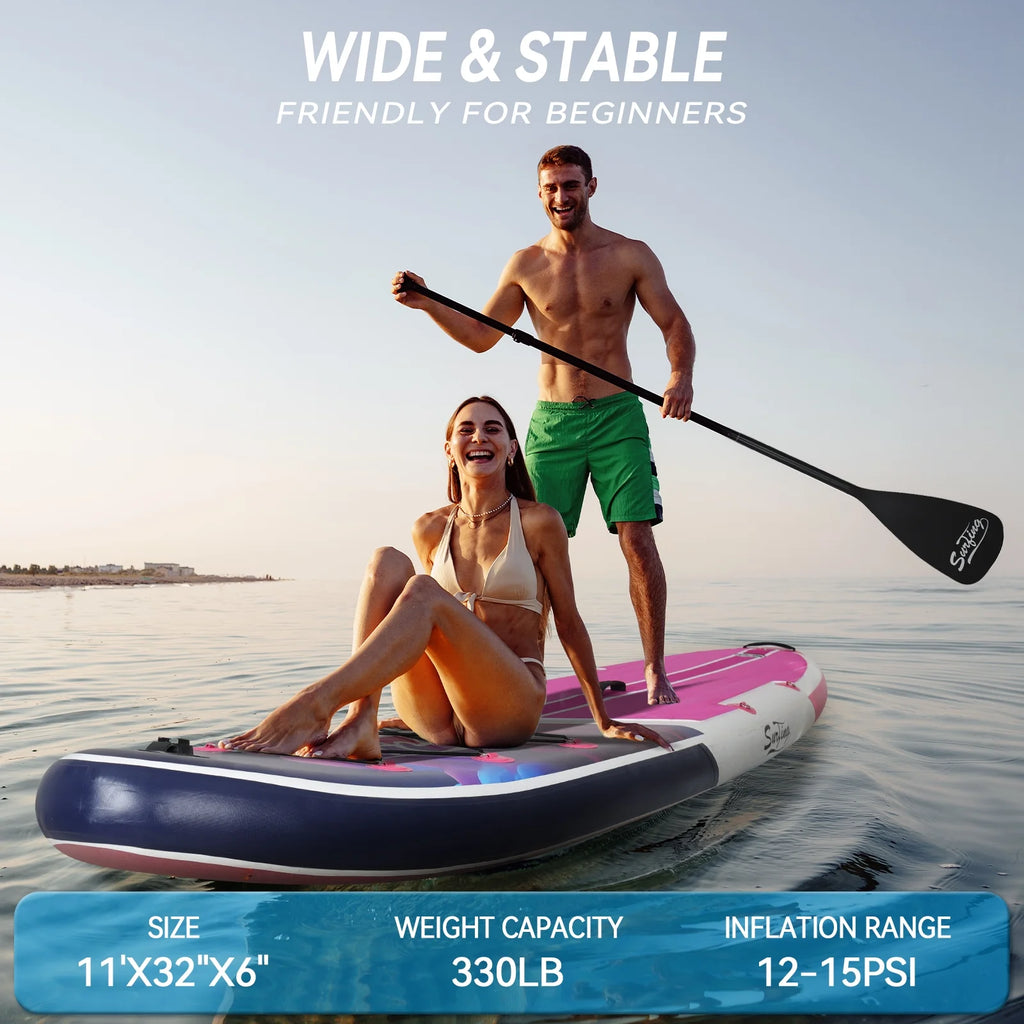 Pink Inflatable Stand Up Paddle Board and Sit-on Kayak Set with Backpack B589511
