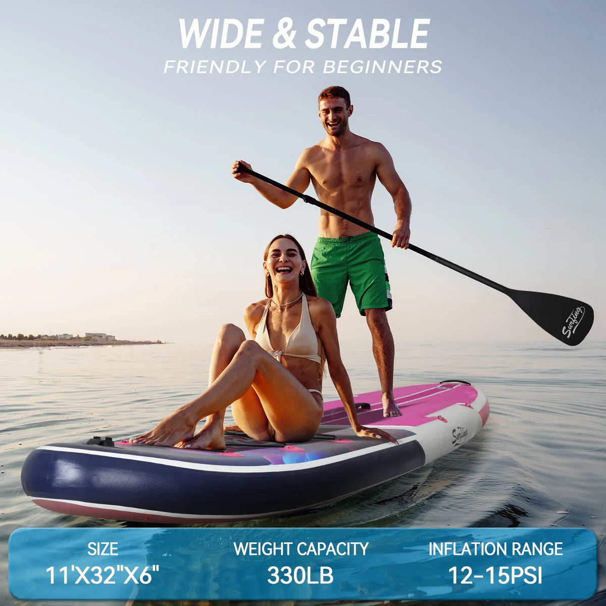 Pink Inflatable Stand Up Paddle Board and Sit-on Kayak Set with Backpack B589511