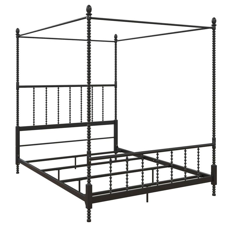 Queen Size Black Metal Canopy Bed Frame Q726089