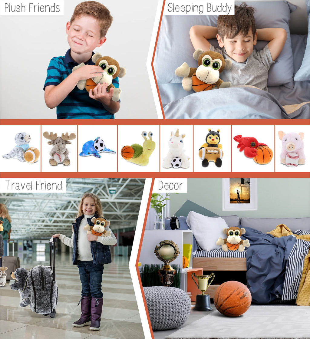 Monkey Stuffed Animal with Basketball Plush, 6 Inches T347973