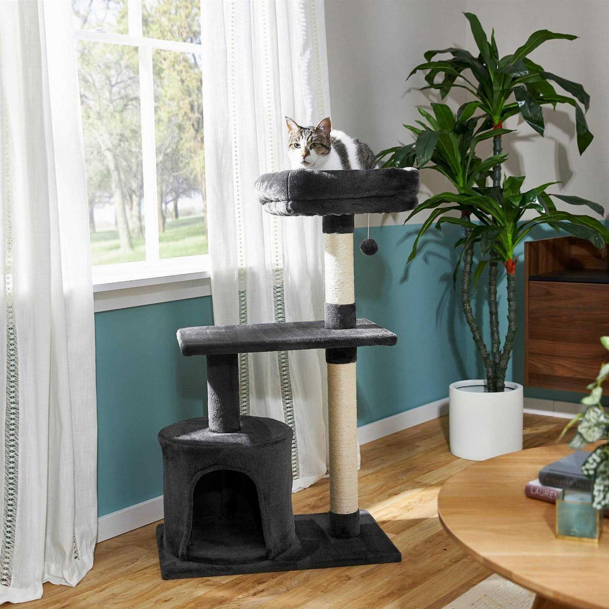 38-in Cat Tree with Condo, Top Perch and Toy A34461
