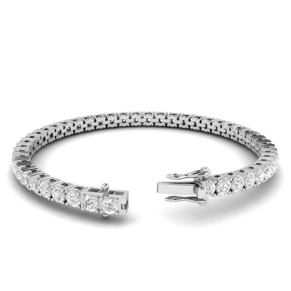 18k White Gold Plated Tennis Bracelet 4MM with Round Moissanite N4863