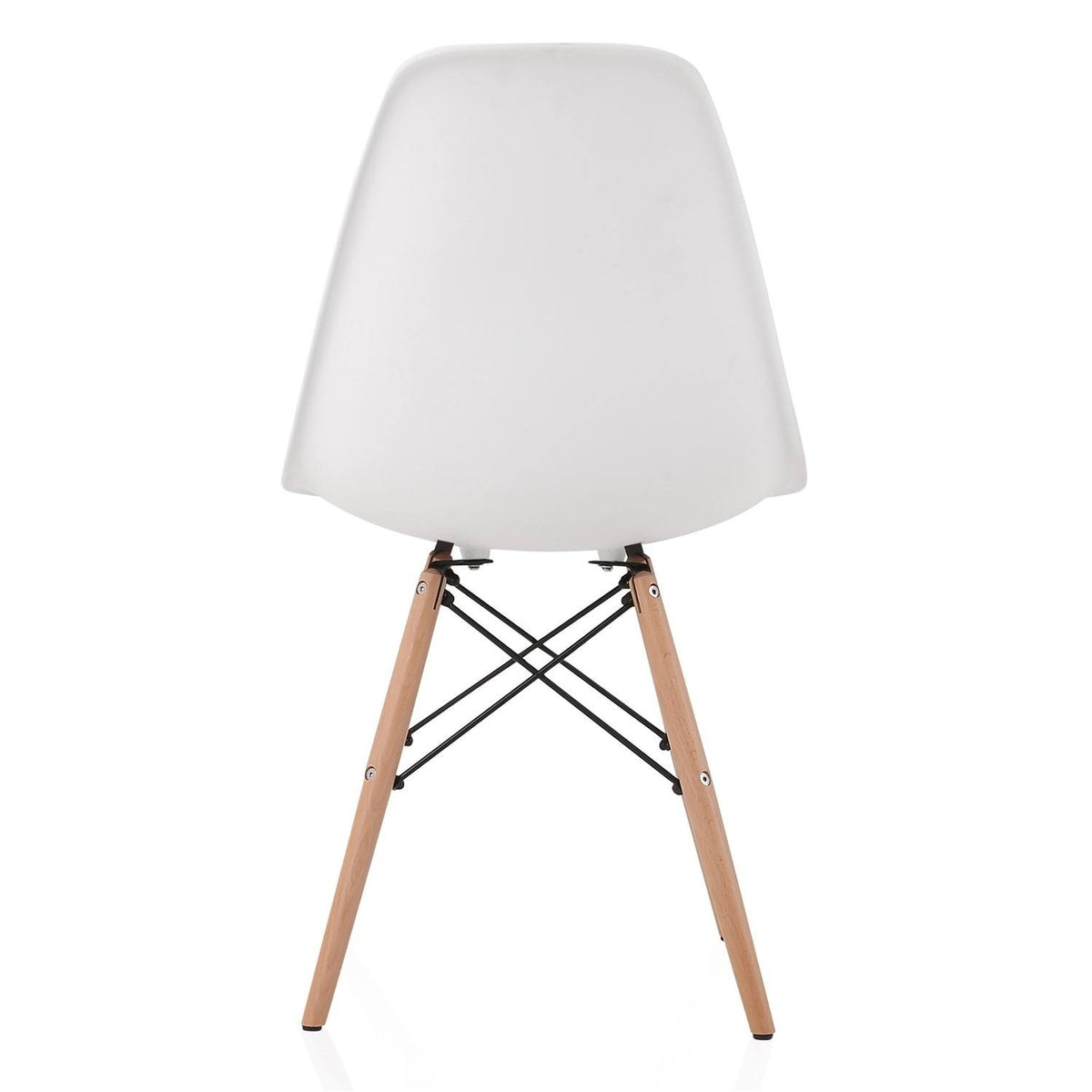 Set of 2 White Plastic Dining Shell Chair with Beech Wood Legs Y5948