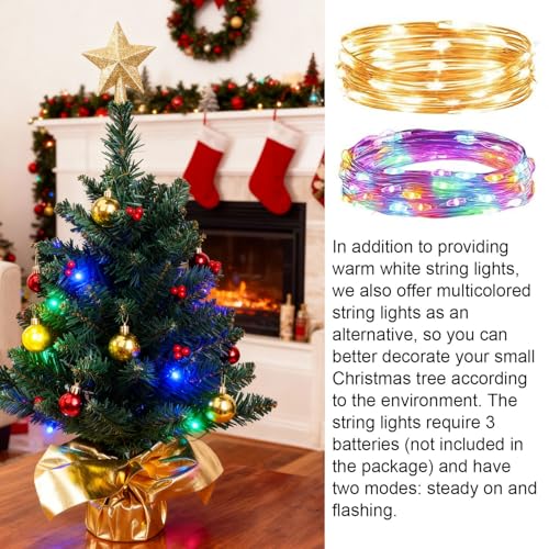 24 Inch Artificial Christmas Tree with LED Lights and Ornaments E128
