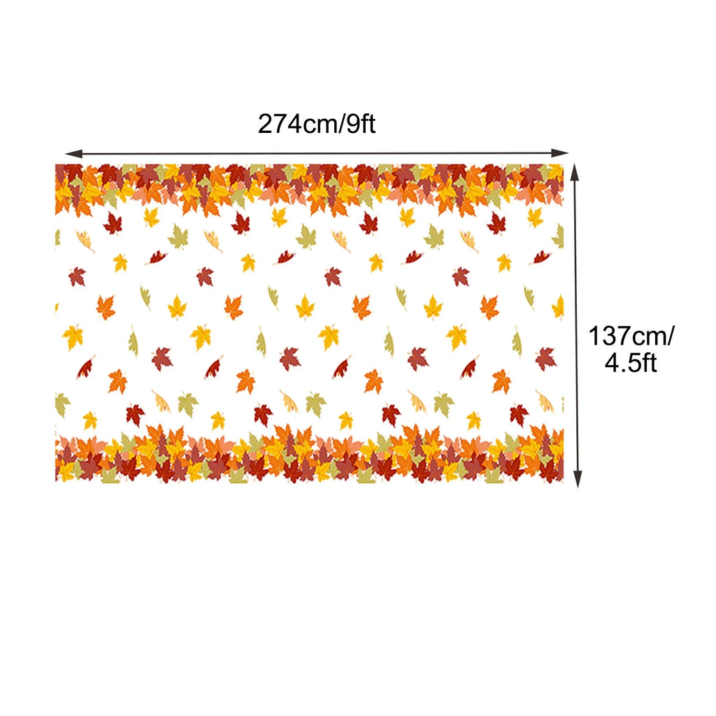 4.5x 9 FT Plastic Fall Leaf Tablecloth G5441
