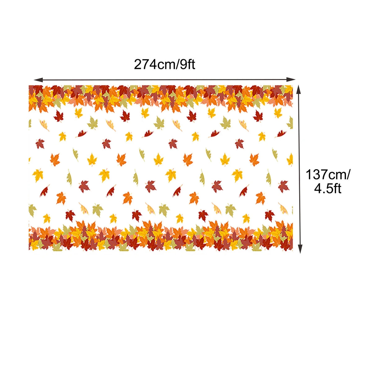 4.5x 9 FT Plastic Fall Leaf Tablecloth G5441