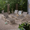 Rustic Acacia Wood Chaise Lounge with Wicker Seating Set of 4 W50321